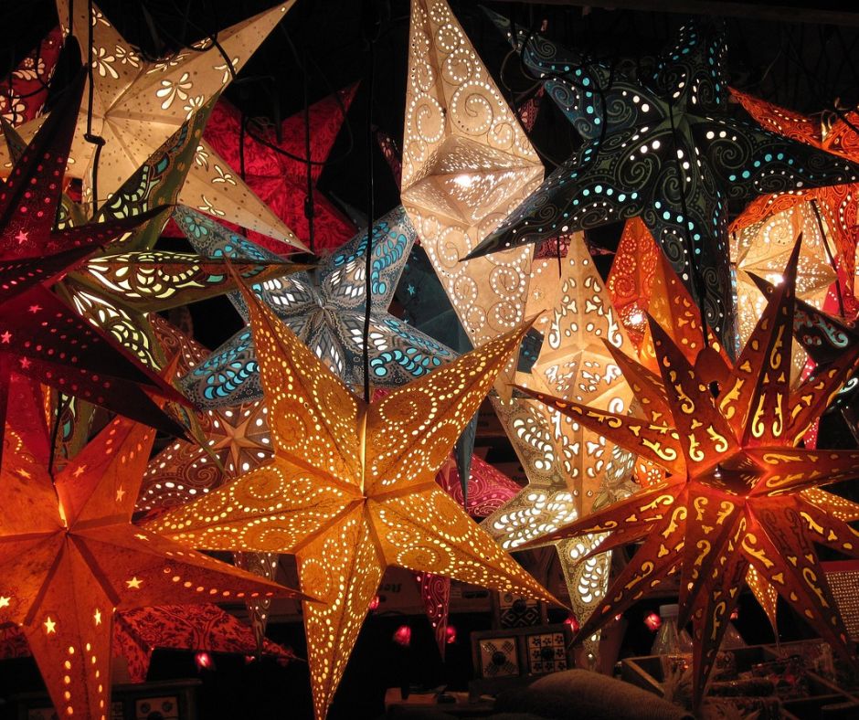 Stars from Christmas market showing 