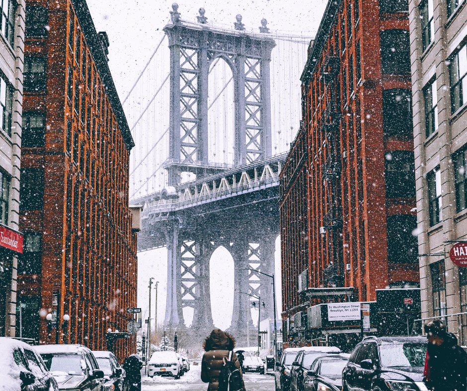 Winter picture of NYC to show the Christmas podcast, Christmas time in the City.